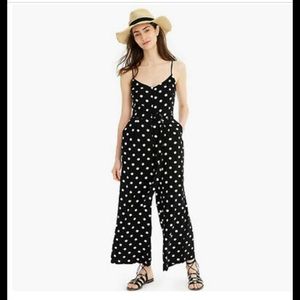 J. Crew Size 00 P Black & White Polka Dot Sleeveless Jumpsuit